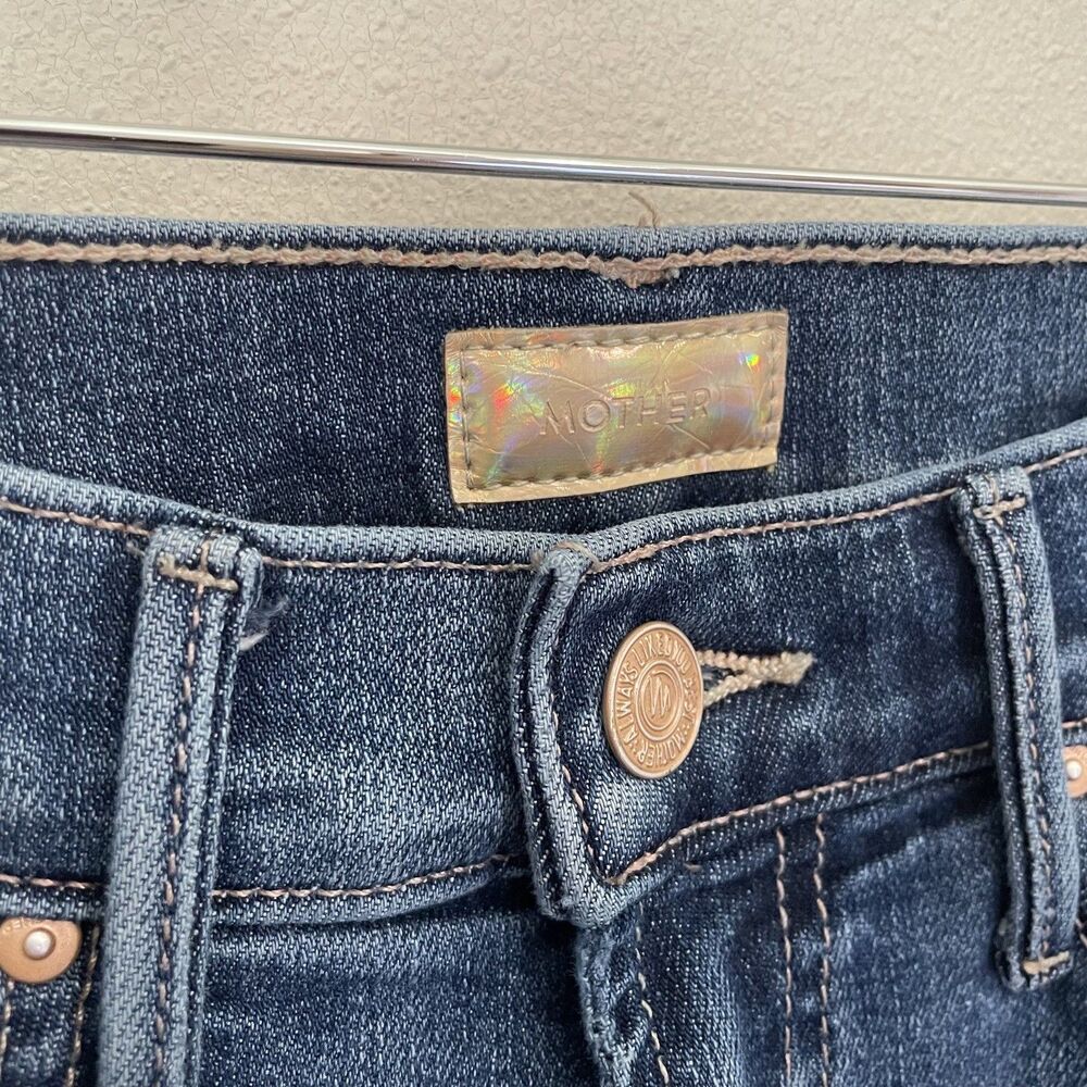 Mother Insider Crop Step Fray Girl Crush Denim Blue Jeans Women’s 25 *FLAWED - Picture 6 of 15